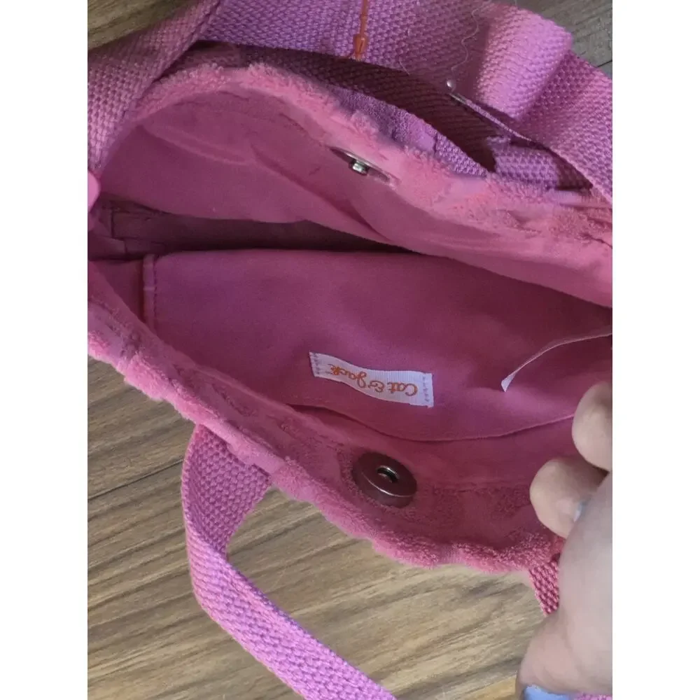 Cat & Jack Pink Fabric Tote Purse Crossbody With Dual Handles NWT S33